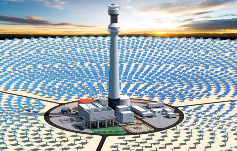 Konstrukce přijímače unikátní solární elektrárny je z oceli
