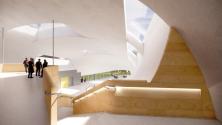 Projekt koncertního sálu a rekonstrukce DKMO, vizualizace interiéru vstupní části přístavby koncertního sálu, Steven Holl Architects & Architecture Acts, 2024